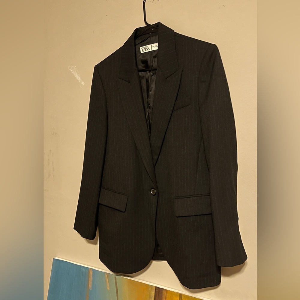 Zara navy striped blazer
